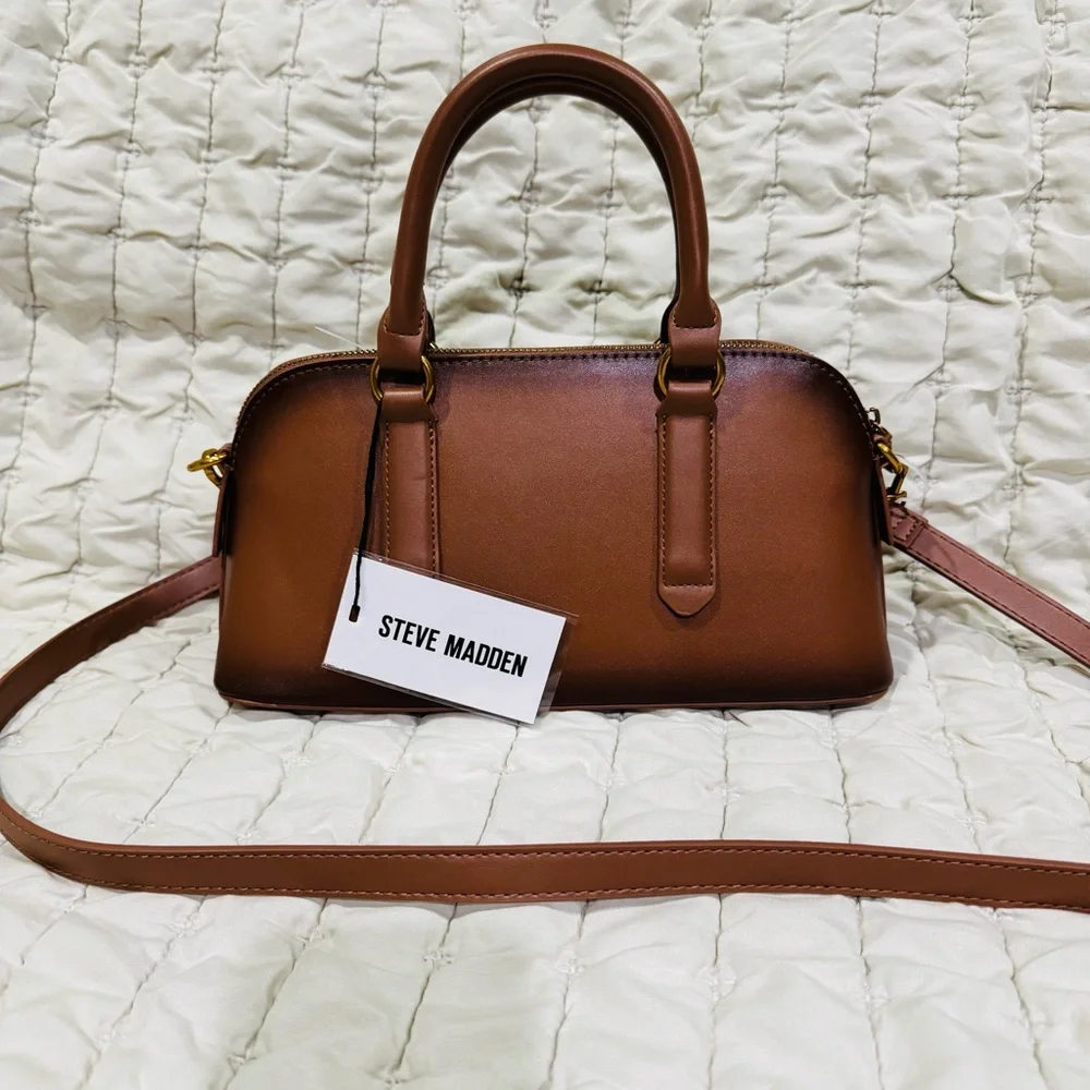 Steve Madden Brown Bthorne Nutshell with Teddy Bear Charms Crossbody Satchel Bag